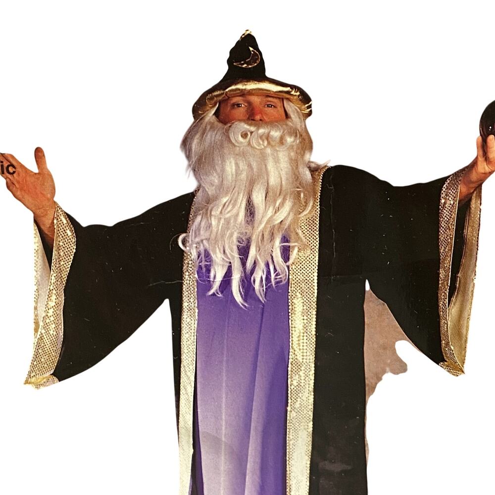 Deluxe Wizard Costume Adult Full Figure Purple Robe Tunic Overtunic Hat New